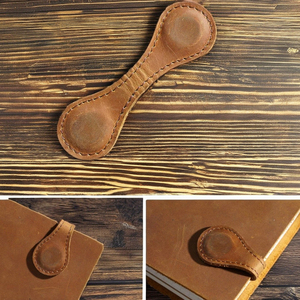 Signet en cuir véritable de diviseur de page magnétique double face vintage avec des marqueurs d'angle pour le signet de cadeau d'automobile et d'éducation - Product Image 3