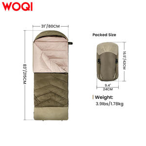 Saco de dormir rectangular WOQI para 3 estaciones, para adultos, a prueba de viento, de nailon, estilo sobre, longitud estándar, color marrón - Product Image 4
