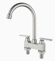 Robinet de cuisine en acier inoxydable 304, mitigeur chaud/froid à double poignée, pivotant à 360° avec aérateur, robinet de lavabo moderne pour cuisine