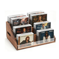 Boîte de rangement en bois pour DVD et CD, support de présentation pour cassettes, étagère organisatrice avec poignée de transport