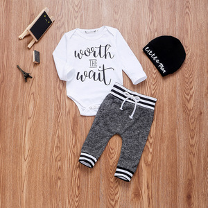 Vêtements pour bébés garçons, ensembles en coton, barboteuse à manches longues, pantalon, chapeaux, tenue 3 pièces, vêtements chauds pour bébés de 0 à 18 mois - Product Image 4