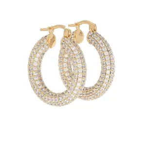 Fashion Dainty Micro Pave Diamond Hoop Earrings Women Minimalist Full Cubic Hoops Shiny Cz Stainless Steel Statement Earrings