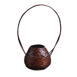 Handmade Bamboo Woven Vase Round Zen Style Tabletop Decor Asian Design - Product Image 3