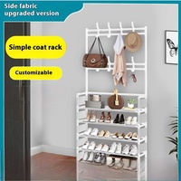 Porte-Manteau Sur Pied Multifonctionnel En Gros avec Rangement Multi-Niveaux pour Chaussures, Design Métallique Simple pour Salon
