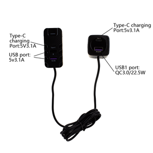 22.5w फास्ट कार चार्जर 5 मल्टी-पोर्ट विस्तार एक साथ फ्रंट और रियर चार्जिंग 2 टाइप-सी 3 यूएसबी 1.5 मीटर एक्सटेंशन केबल - Product Image 2