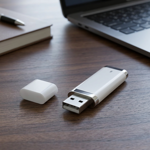 Chiavetta USB 2.0 Piatta in Legno e Metallo con Logo Inciso, Confezione Regalo, 4GB-128GB, Modello 123525-2, Senza Marchio - Product Image 3