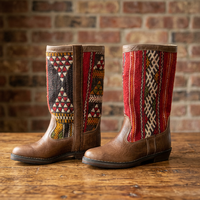 Bottes kilim en cuir véritable exceptionnelles