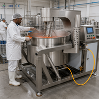 Marmite de cuisson automatique à gaz Zeko en acier inoxydable avec agitateur inclinable pour sauces, boulangerie, restauration commerciale - 100-500L