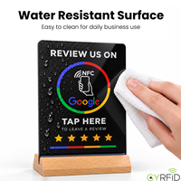 En stock – Support de table en acrylique 10x15cm pour avis Google, carte NFC215 Google Review Instagram avec base en bois pour entreprises
