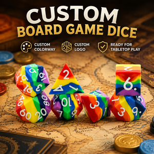 Ensemble de dés polyédriques en silicone mdn avec emballage personnalisé couleur arc-en-ciel rpg dés tranchants mdn 7 pièces dés pour donjons <span class=keywords><strong>et</strong></span> dragons - Product Image 5