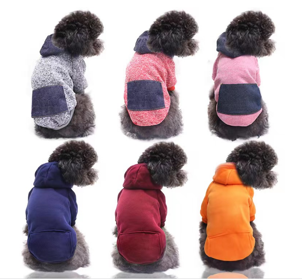Casual Sporty Style Warm Puppy Dog Cloth Thickened Soft Solid Color Pet Hoodies