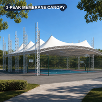 Structure de toit en membrane pour terrain de basketball, avec pignon multi-cones et treillis en acier, imperméable, résistante aux UV, translucide, taille personnalisée