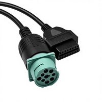 Kabel Adaptor Truk J1962 ke 9P Dech J1939 9P untuk J1708 ke OBD Kabel Konversi Satu-ke-Dua Lurus untuk 1/2 30cm