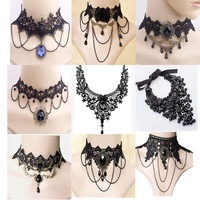 Offre Spéciale Déclaration Diamant Collier À La Mode Perle Chaîne Charme Collier Sexy Noir Dentelle Gland Sautoirs Collier pour Femmes