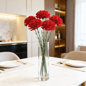 Fleur artificielle unique en velours à longue tige, œillets rouges et pivoines, <span class=keywords><strong>pour</strong></span> la Fête des Mères, les funérailles, les commémorations, les vases, les entrées et la décoration intérieure - Product Image 5