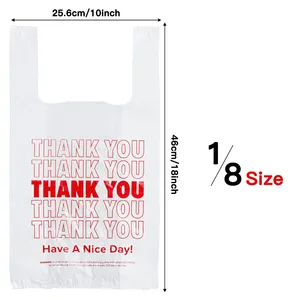 कस्टम मुद्रित धन्यवाद आकार बैग पीपी किराना सुपर मार्केट टी-शर्ट पैकेजिंग कैरियर बैग शॉपिंग सफेद प्लास्टिक बैग