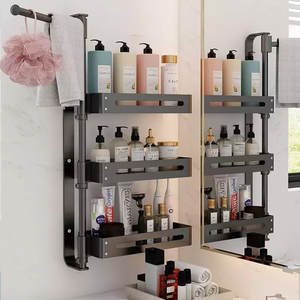 Prateleira do banheiro Cosméticos Armazenamento Rack Wall Mounted Perfuração-livre Rotativa Multi-layer Canto Toothbrush Prateleira - Product Image 5