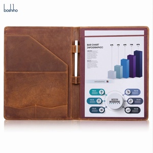 Boshiho Stylish A4 File <b>Folder</b> Cover Crazy Horse Genuine <b>Leather</b> Legal Pad Padfolio Binder Portfolio <b>Folder</b> - Product Image 2
