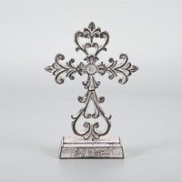 Support de table en forme de croix en fonte blanche antique pour la décoration intérieure Accessoire de décoration en métal en gros