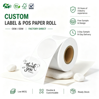 Label Thermal Bening-label Thermal Printer bulat, stiker Thermal Printer tahan air untuk desain Logo, Tag harga, alamat