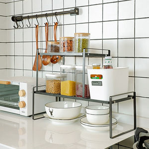 Support de rangement de cuisine en fer Stay Well, 3 niveaux, organisateur d'épices de comptoir empilable avec couches amovibles pour bouteilles de condiments - Product Image 4