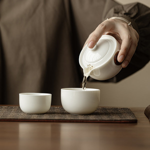 Guanlan Jade Porcelain Quick Cup Ceramic Kung Fu <b>Tea</b> <b>Set</b> One Pot Two Cups Travel <b>Tea</b> <b>Set</b> - Product Image 1
