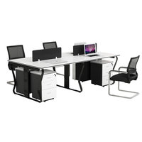Ensemble de chaises de bureau modernes en bois; Poste de travail pour 4 à 6 personnes; Bureau en îlot avec finition résistante aux taches et gestion des câbles