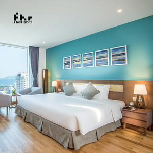 Cama de hotel American Home Hotel Muebles de dormitorio de tamaño completo King Queen Hotel negro Marco de cama de madera maciza con LED LEAMP QUUEN BED - Product Image 6