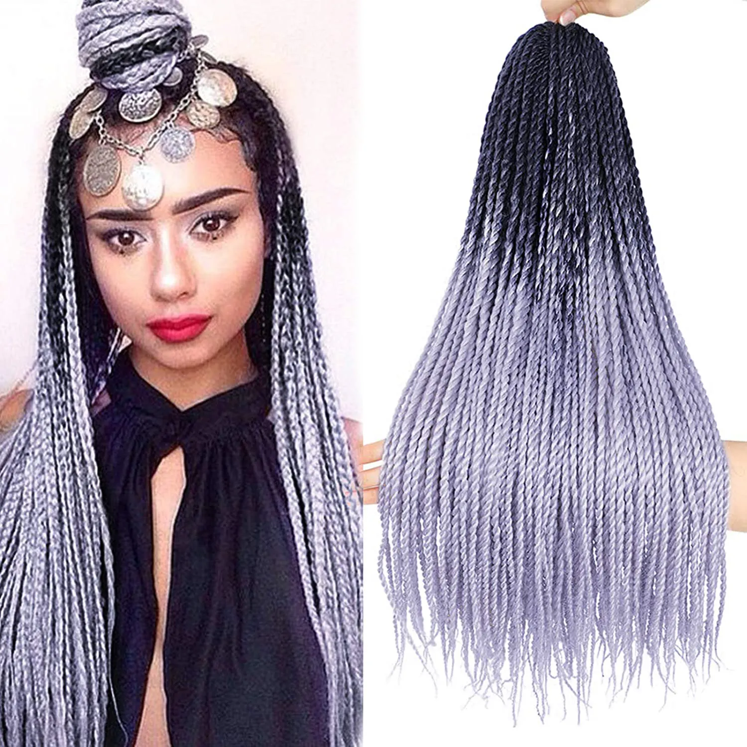 गर्म बेचने 24 इंच 20 खड़ा ombre सिंथेटिक ब्रेडिंग बाल senegalese crochet के चोटी के बाल ombre braids