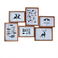 Set Bingkai Foto Dinding Kreatif 6-inci 7-inci Multi Panel Kayu Komposit Dekorasi Dinding Amerika 6-panel Dinding Foto
