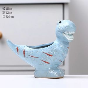 Pot de fleurs créatif en céramique émaillée YS, motif dinosaure de dessin animé, avec trou de drainage, pour plantes succulentes et grasses, décoration maison et <span class=keywords><strong>jardin</strong></span> - Product Image 3