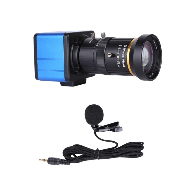 1080P 5-50mm Manual Focus Camera Computer Camera Webcam 10X Zoom Surveillance Camera with Microphone USB Plug & Play