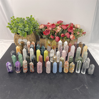 Mixed Crystal Point Natürlicher Reiki Stein Rosa Turmalin Klarer Quarz turm zur Heilung