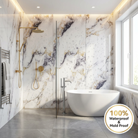 Panneau mural en PVC de style moderne 1220*2440*2mm pour la décoration intérieure de divertissement et de maison, revêtement UV, motif géométrique marbré