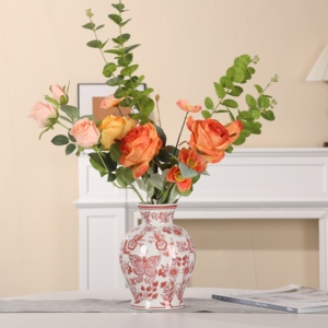 Jarrón de porcelana chino Vintage moderno de lujo, patrón de dragón antiguo, jarrón de suelo de cerámica roja, estilo Art <span class=keywords><strong>Deco</strong></span> - Product Image 5