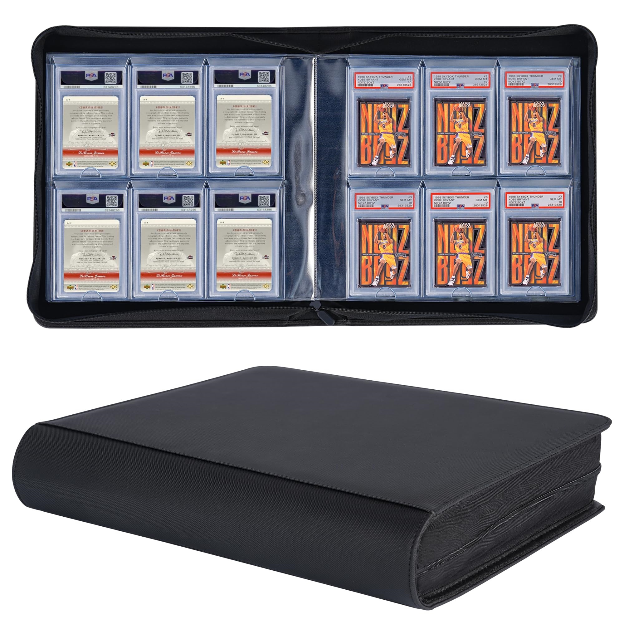 60 card binder TCG Album – Cards – 1-Pocket Pages – Compact Side-Loading with Elastic Closure – PVC-Free resistant cover is made from vegan leather. Card Binder 9 Pockets 60
