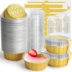 Mini moules à pâtisserie carrés en aluminium avec couvercles, 5 oz, en PET, jetables, de qualité alimentaire, en pulpe moulée, pour contenants à cupcakes - Product Image 1