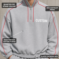 Ensemble de survêtement homme personnalisé de haute qualité : sweat-shirt à quart de zip avec passepoil raglan et pantalon de survêtement ample à jambes larges pour un style sportif et urbain