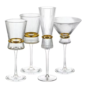 Diseño de fábrica, copas de vino acanaladas de estilo Origami de lujo, cristal sin plomo, cinturón dorado, copa de vino - Product Image 1
