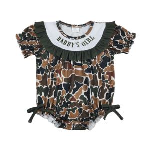 RTS - Mono de Bebé con Bordado de Camuflaje para Niña, 95% Algodón y Spandex, Estilo Casual para Recién Nacida - Product Image 1