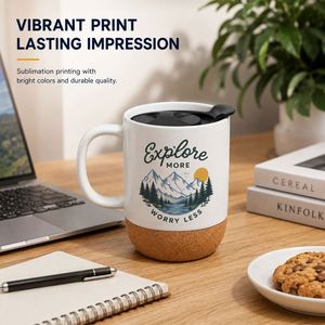 Wholesale 350Ml 12Oz Gift Office Base Sublimation Blank Ceramic Matte Coffee Mug With Cork Bottom and <b>Plastic</b> <b>Sliding</b> Lids - Product Image 5