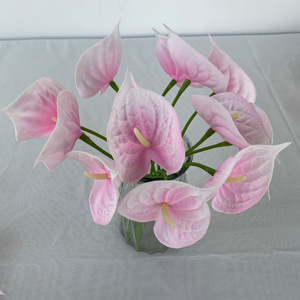 Flores de Anturio Tropicales de Pegamento Suave para Decoración de Bodas, Graduaciones y Hogar, Flor Artificial Azul de Simulación de Planta - Product Image 2