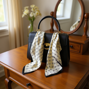 Foulard Quadrato con Motivo a Farfalle 70x70Cm, Stile Seta Stampata, Accessorio Moda per Donne - Product Image 2