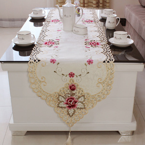 Pizzo ricamato floreale <span class=keywords><strong>Beige</strong></span> passante passante per festa di nozze <span class=keywords><strong>cucina</strong></span> sala da pranzo decorazioni per la casa - Product Image 1