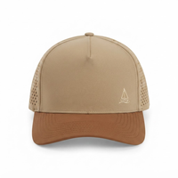 Casquette de sport personnalisée pour homme, kaki marron bicolore, perforée au laser, respirante, à visière incurvée, snapback, pour activités de plein air et baseball