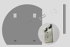 Miroir de salle de bain sans poinçon miroir de toilette semi-circulaire en forme spéciale maquillage miroir de salle de bain mural - Product Image 6