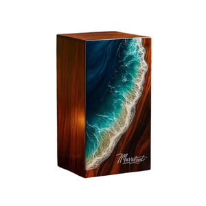 โกศบรรจุอัฐิราคาถูกที่สุด พร้อมอีพ็อกซี่สีน้ำเงินและพื้นผิวขัดเงาด้วยไม้ โกศบรรจุอัฐิสำหรับขายโดยผู้ส่งออก - Product Image 1