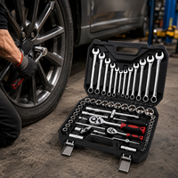 Kit d'outils de réparation automobile GOF 61 pièces en acier durable, ensemble complet de clés à douilles pour l'entretien des véhicules, coffret rigide