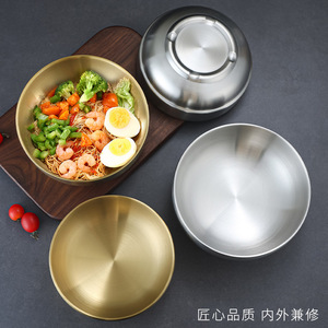 Golden Stainless Steel Bowl Extra Large For Bibimbap Ramen Noodle Serving Home Use Solid Color - Product Image 4