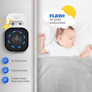 Smart <b>Wireless</b> Door Bell Flashlight LED 150m Range 36 Melodies Water Resistant Battery Plug Powered Modern Design White+Black 12 - Product Image 2